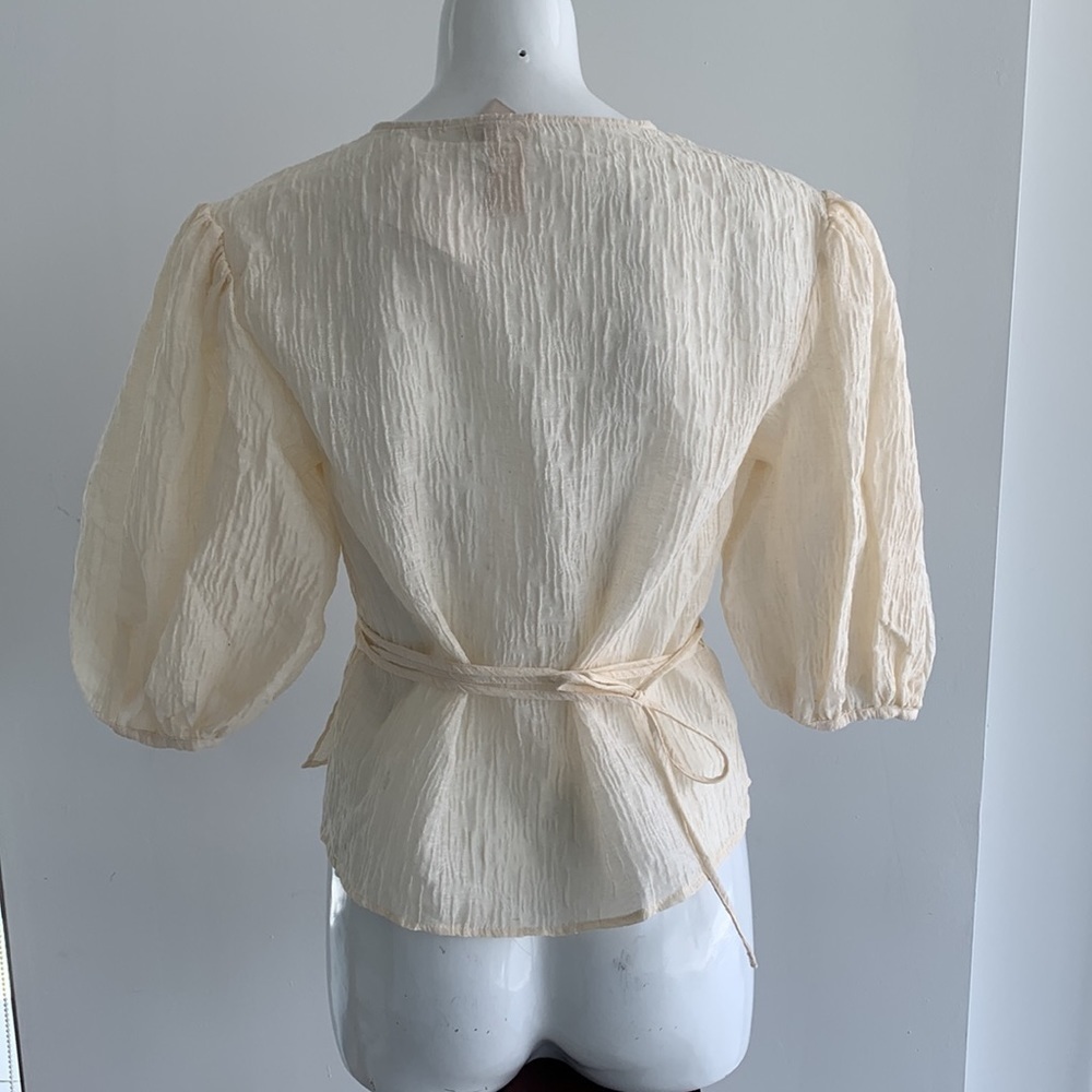 NWT H&M boho wrap puff balloon sleeves top/ blouse, size S - Picture 11 of 12